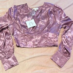 Honey Punch Mauve Satin Blouse